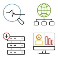 Big Data and Science Colored Line Icons vector