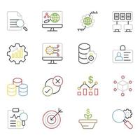 Big Data and Science Colored Line Icons vector