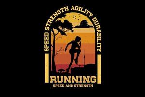 Running speed and strength silhouette design vector