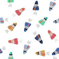 Seamless pattern with colorful flying shuttlecocks. Badminton sport vector