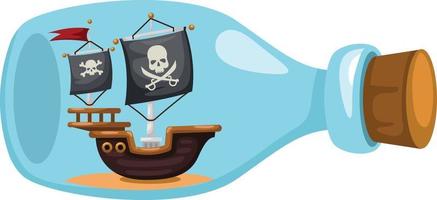 Pirate ship in bottle vector