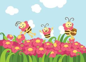 bees looking for foods vector