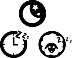 sleeping icons set vector