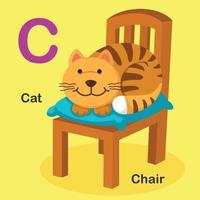 Illustration Isolated Animal Alphabet Letter C-Cat,Chair vector