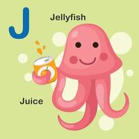 Illustration Isolated Animal Alphabet Letter J-Jellyfish,juice vector