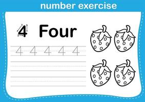number exercise with cartoon coloring book illustration vector