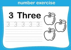 number exercise with cartoon coloring book illustration vector