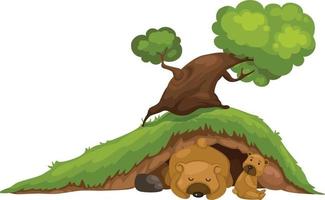 bear sleeping in cave vector