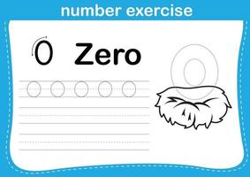 number exercise with cartoon coloring book illustration vector