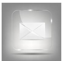 Mail Icon in Glass Button Vector Illustration