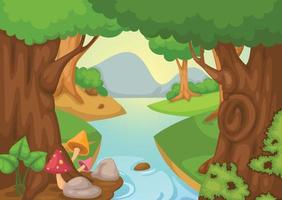 forest with a river background vector