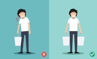 Improper versus against proper lifting ,illustration vector