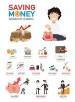 vector de infografías de ahorro de dinero