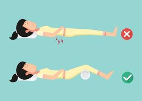 Best and worst positions for sleeping, illustration vector