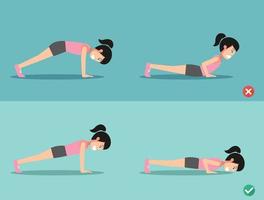 wrong and right push-up posture,vector vector