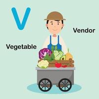 Illustration Isolated Alphabet Letter V-Vendor,Vegetable vector