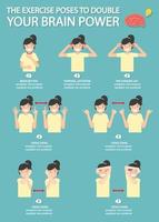 The exercise poses to double your brain power infographic vector