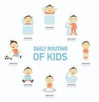 Daily routine of kids infographic,illustration. vector