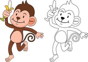 Illustration of educational game for kids and coloring book-monk vector