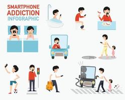 infografía de adicción a teléfonos inteligentes.vector vector