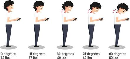 las malas posturas de los teléfonos inteligentes vector