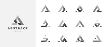 set of abstract triangle grayscale logo design vector