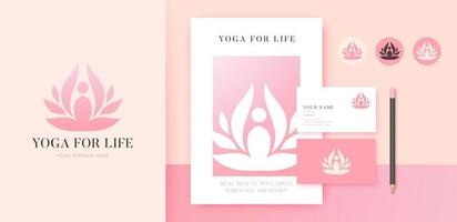 yoga lotus flower logo design vector