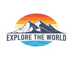 diseño de logotipo de exploración de montaña al aire libre vector
