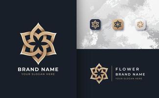 golden flower mandala logo vector