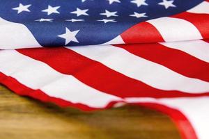 USA flag on wooden background photo