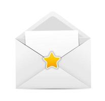 White Envelope Icon with Star Vector Illustration