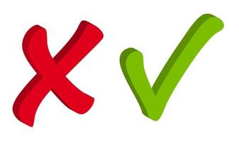 vector iconos de marca de verificación roja y verde