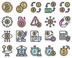 conjunto de iconos llenos relacionados con bitcoin y criptomonedas 2 vector