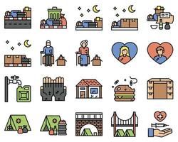 Homeless vector icon set 3, filled style
