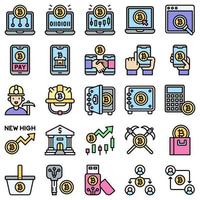 Bitcoin and Cryptocurrency related filled icon set 4 vector