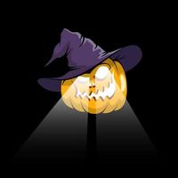 Halloween pumpkin in witch hat vector