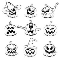 Pumpkins Halloween semi flat colour vector object. Gloomy jack-o-lanterns  harvest. Evil faces. Editable cartoon clip art icon on white background.  Simple spot illustration for web graphic design 26575015 Vector Art at  Vecteezy