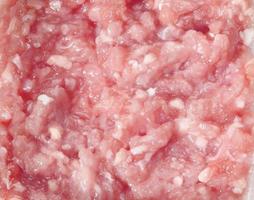 Close up raw organic pork minced photo