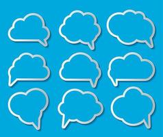 Set of Cloud Shaped Speech Bubbles Vector Illustration