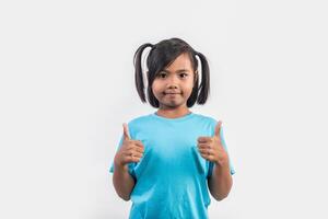 Little girl acting success in studio shot. photo