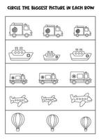 Find the biggest picture of transport in each row. vector