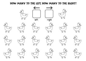 Left or right with black and white duck. vector