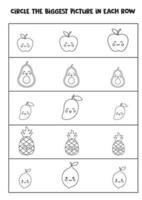 Find the biggest picture of fruit in each row. vector