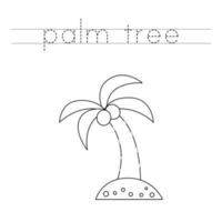Trace word and color the palm tree. vector