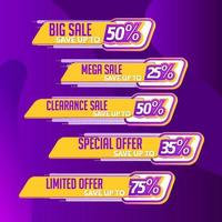 venta de ofertas especiales y banner degradado de descuento. vector