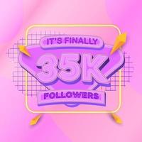 35000 followers square banner modern look vector