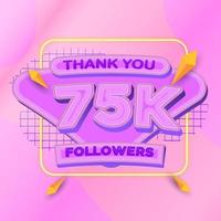 75000 followers square banner modern look vector
