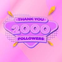2000 seguidores banner cuadrado look moderno vector
