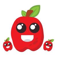 apple  with smile face illustration. world vegan day vector