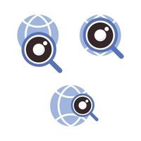 eye with magnifying glass and globe. world sight day icon illustration vector